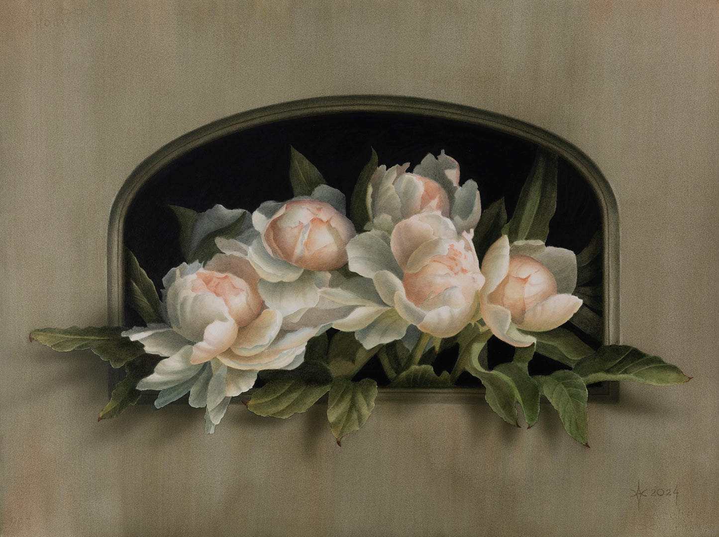Cream porcelain peonies