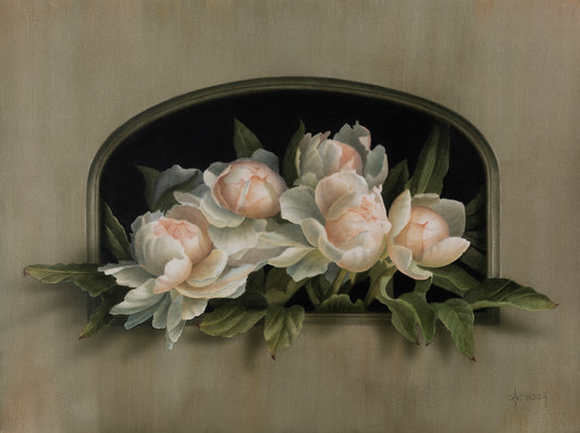 Cream porcelain peonies